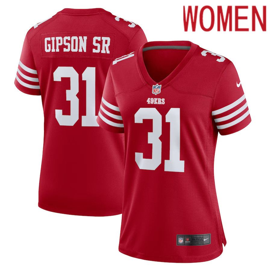 Women San Francisco 49ers #31 Tashaun Gipson Sr. Nike Scarlet Home Game Player NFL Jersey